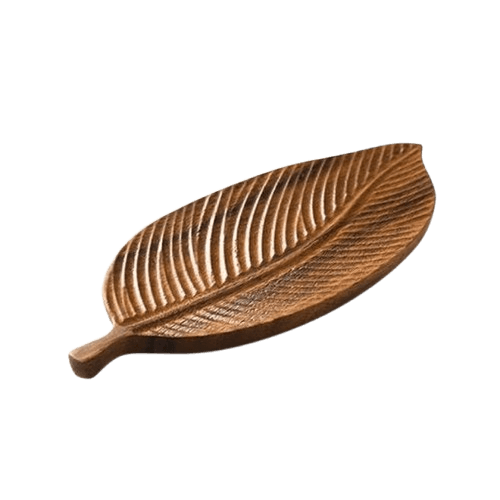 WOOD LEAF SERVING TRAY (NATURAL) 
